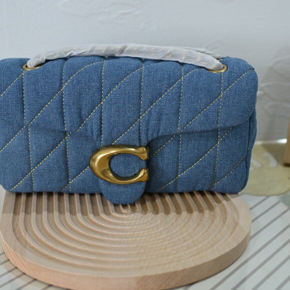 Coach Quilted Denim Bag with Gold Chain - Picture 1 of 9